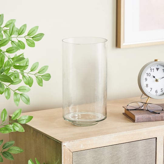 12" Clear Glass Wide Minimalistic Glass Vase